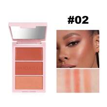 4PCS Blush, Highlighter & Contour Palette | Long-Lasting, Blendable, Waterproof, Gloss Finish, Perfect For All Skin Types, With Mirror-Finish Compact - Pink/Red Shades