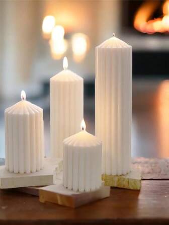 2pcs/1pc Beeswax & Soy Wax Candle, Single-Wick Striped Column Design, Smoke-Free Aromatherapy, Long-Lasting For Home Decor, Incense, Bedroom, DIY Gift For Women, Suitable For All Occasions