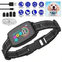 1PCS Dog Smart Anti-Bark Collar With 8 Sensitivity Levels IP67 Waterproof LED Color Interface Dog Collar For Outdoor - 黑色 - 查看 2