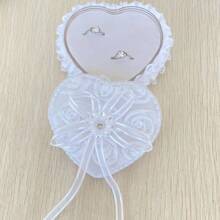 1 pieza Caja de anillo romántica, soporte de anillo de novia blanco (anillo no incluido), caja de anillo de boda, regalo del Día de la Madre/Día de San Valentín, almacenamiento de anillo de ceremonia de boda, suministros de decoración de boda