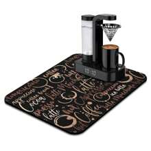 Fun Coffee Mat ,Coffee Bar Mat For Countertops,Absorbent Hide Stain Anti-Slip Coffee Bar Accessories Fit Under Coffee Machine Mat,Dish Drying Mats For Kitchen