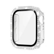 Compatible With Apple Watch Case Series 10/9/8/7/6/5/4/SE With Tempered Glass Screen Protector, Double Bling Case Crystal Diamonds Rhinestone Bumper Overall Hard PC Ultra Protective Cover Compatible With Apple Watch - Apple Double Row Shell Membrane - View 20