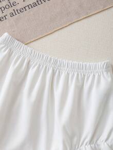 3件套新生女婴纯色荷叶边连体短裤，夏季