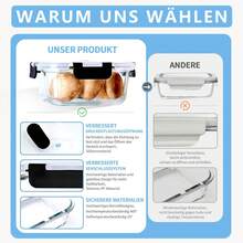 SAEIV Glass Containers With Lids, Three-Piece Storage Jars, Glass Bowls With Lids (800 Ml), Transparent Storage Jars, Glass Meal Preparation Containers With Steam Vent Lids, Glass Storage Jars With Lids - 透明方形3x800ml - 查看 2