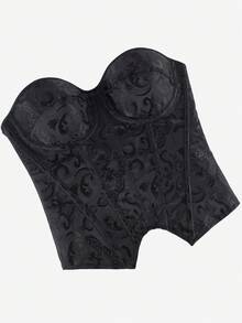 Overbust Corset Top Bustier, Striped With Cups, Strapless Women's Bodysuit, Slimming Shapewear, Suitable For Costume Parties, Halloween, Black - màu đen - Xem 8