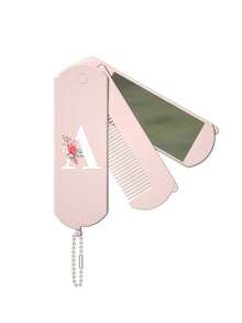 1 件二合一折叠梳子和化妆镜 - 便携式、个性化粉色花朵白色字母 A-Z 印花粉色镜子、手持镜子带挂链、桌面、现代旅行美容工具、带化妆镜的折叠梳、易于携带、非常适合旅行外出使用、两用镜梳、头皮按摩发梳、返校、旅行度假必需品、女士发饰