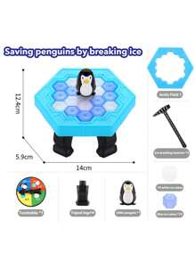 Save The Penguin Family Game Interactive Ice Breaking Board Toy, Includes Colorful And White Plastic Pieces