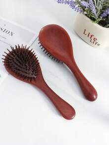1支天然檀香木气垫按摩发梳，柔软气垫设计，可按摩头皮，长发女士居家使用，返校季、旅行度假必备，女士美发配件，梳子，边缘梳，梳子，解结梳，球形梳，迷你发梳套装，木梳，发梳套装，梳子，发梳，理发师，美发设备，发型，美发，发梳，发梳套装，梳子，卷发梳，解结梳，女士发梳，理发师配件，理发店，美发设备 - 鏽棕色 - 查看 5