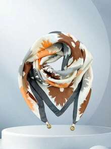 1pc Magnetic Belt With Metal Print Square Scarf