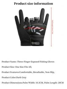 1 Pair 3-Finger Fishing Gloves, Waterproof Saltwater/Freshwater Fishing Gear, Anti-Slip Breathable Leather Fingerless Gloves For Fishing, Cycling, Sports, Suitable For Summer