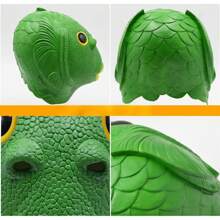 1 pieza Máscara de fiesta de cabeza de pez divertida, accesorio decorativo de cabeza, cubierta de cabeza de animal, máscara de cabeza de pez divertida, máscara de cabeza de pez verde, máscara de Halloween divertida para fiesta, decoraciones y suministros para fiestas