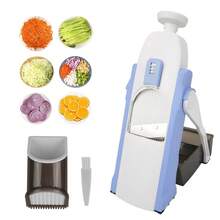 Practical Kitchen Gadgets, Compact Vegetable Slicer With 4 Cutting Types: Slicing, Julienne, Strip And Dicing, 420 Stainless Steel Cutter With Brush For Fruits Potato Carrot Onion, Good Gift In Kitchen, Blue - Blue - View 12