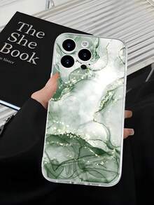 1 Pc Green Marble Printed 2D Pattern Stylish High-End Refreshing Summer Green Marble Style Suitable As Gift For Colleagues, Friends, Family, Couples, Birthday, Festivals. Transparent Soft Case With Full Protection, Dust/Water Resistant Compatible With IPhone 16/15/14/13/12/11/Pro/ProMax/X/XR/XS/XSMax/7/8/PLUS And Models,International Version, Not The Domestic Version - Clear - View 4
