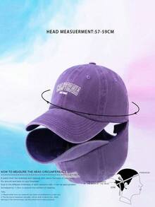1pc Washed California Graphic Unisex Baseball Cap, Candy Color Fashion Sun Hat, Casual Outdoor Sunscreen Cap For Men And Women - Purple - View 3