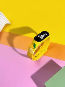 4 piezas Reloj electrónico infantil con combinación de frutas, moda personalizada, regalo para amigos, reloj deportivo con pantalla digital para estudiantes