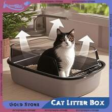 High-Side Cat Sandbox Splashproof Cats Litter Box With Removable Scoop Non-Stick Large Capacity Kitten Toilet Tray Pet Supplies