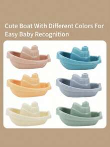 1/3/6 Pcs Random Color Colorful Stackable Bath Boat And Pool Toy, Boat-Shaped Floating Tower Toy, Early Education Intelligence Gift, Water Toy, Outdoor Toy, Indoor Toy, Beach Toy, Outdoor Beach Water Toy,New Year/Christmas/Children's Day/Birthday Gift For Kids, Kids Toys, Toys For Boys And Girls,Suitable For Infant/6 Months And Above