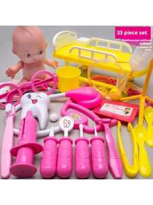1 set 31 piezas Juego de doctor para niños - Kit de juego de roles de enfermera con estetoscopio, jeringa, caja médica de juguete, regalo perfecto para cumpleaños, días festivos, Navidad, Halloween