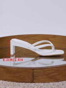 Women's Fashionable Y-Strap Platform Slide Sandals, Simple White Heeled Casual Comfortable Slip-On Shoes For Outdoor Wear