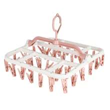 1 pièce Séchoir à linge pliable en plastique PP avec pinces à linge, avec 32 pinces, séchoir à linge suspendu et anti-vent pour les vêtements, sous-vêtements, chaussettes et plus