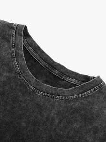 男士复古宽松水洗背心，创意文字和图案，夏季休闲舒适宽松，轻盈休闲，适合户外活动和日常穿着，透气面料，舒适灵活，emo - 黑色 - 查看 6