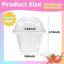 Clear Plastic Cups With Lids,6 Oz-50 Pack Mini Parfait Cups With Dome Lids(No Hole),Disposable Party Dessert Cups For Cold Drinks,Fruit,Cupcake,Ice Cream,Snack,Candy - 100 Pack Cups With Dome Lids - 查看 2