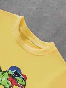 1pc Young Boy Casual Cartoon Dinosaur Print Round Neck Short Sleeve T-Shirt, Fashion Spring/Summer