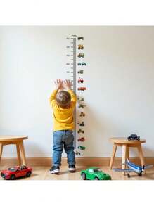 1pc Construction Truck Growth Chart Wall Decal - Removable Kids Room Decor, Height Measurement Sticker For Nursery & Toddler Boys, Self-Adhesive Educational Car Theme Decals