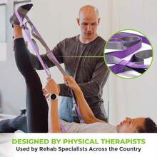 Gradient Fitness Stretching Strap For Physical Therapy, 12 Multi-Loop Stretch Strap 1" W X 8' L, Neoprene Handles, Physical Therapy Equipment, Yoga Straps For Stretching, Leg Stretcher. - Purple_Grey - View 3