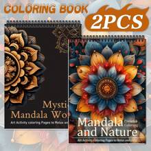Two Adult Coloring Books With 54 Exquisite Patterns, Unique Design, Spiral Binding, Single-Sided Printing, 11.2 X 8.2 Inches, Different Themes, Suitable For Friend Gatherings, Family Dinners, Birthday Gifts, Christmas Gifts, New Year Gifts, Christmas Gifts, Anniversary Gifts,Back To School,School Supplies