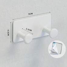 Perchero de Pared, Ganchos Adhesivos para Abrigos, Ganchos de Acero Inoxidable para Puerta para Colgar Sombreros, Toallas, Ropa, Gancho Redondo - Blanco 2 ganchos - Ver 13