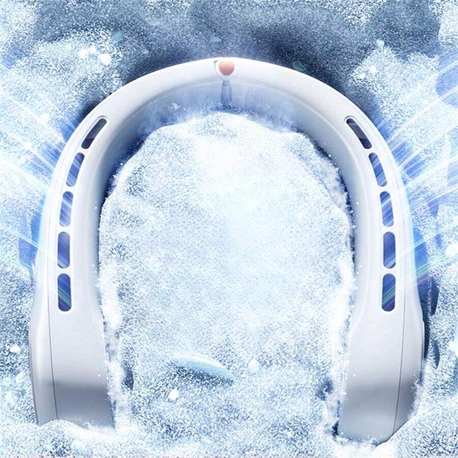 Portable Neckband Fan, 360° Bladeless Cooling Handheld Hands-Free Design, Long-Lasting Battery, 5-Speed Regulation, USB Rechargeable, Unisex Wearable Personal Fan, Suitable For Travel, Office And Outdoor Use - trắng - Xem 1