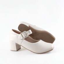 Women's Casual Shoes With Heels, Basic Colors, Timeless, Closed-Toe Sandal - Màu be - Xem 1