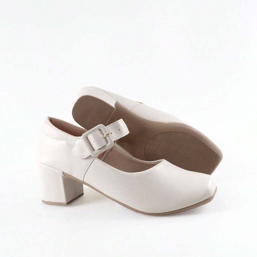 Women's Casual Shoes With Heels, Basic Colors, Timeless, Closed-Toe Sandal - Màu be - Xem 1