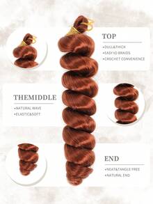 16 英寸编织法式松散卷曲钩针头发，锈棕色活力法式卷曲编织接发 - 预拉伸，1 包高温松散波浪卷曲编织接发，适合女性自然造型圣诞新年狂欢节音乐节使用 - 彩色 - 查看 5