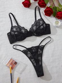 Set de 2 piezas de lencería sexy para mujer - Sujetador push-up y bragas, apropiado para atuendos diarios