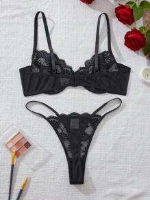 Set de 2 piezas de lencería sexy para mujer - Sujetador push-up y bragas, apropiado para atuendos diarios