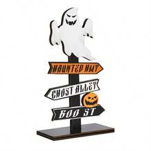 1/2 buah Hiasan Meja Kayu Hantu Halloween Kerajinan Dekorasi Rumah Halloween Hadiah Pesta Halloween - MultiWarna - View 10