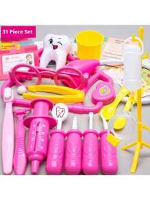 1 set 31 piezas Juego de doctor para niños - Kit de juego de roles de enfermera con estetoscopio, jeringa, caja médica de juguete, regalo perfecto para cumpleaños, días festivos, Navidad, Halloween