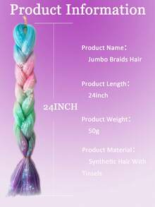 1/3pcs Shiny Sequin Braided Wig, 24 Inch Pre-Stretched Synthetic Metallic Fiber Ombre Hair Extensions, Braid Hair Accessories, Suitable For Women & Girls Attending Music Festivals - Multicolor - View 7