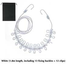 Retractable Portable Clothesline For Travel,Clothing Line With 12 Clothes Clips, For Indoor Laundry Drying Line,Outdoor Camping Accessories,Free Storage Bag,Multiple Color Specifications