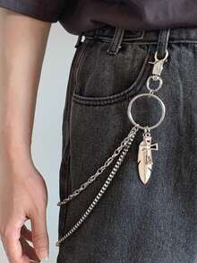 朋克风镂空装饰腰带，时尚百搭韩版PU皮带女腰带，可调节腰链 - 銀色 - 查看 9