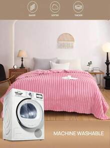 1pc Pink Striped Soft, Cozy & Plush Fleece Blanket/Throw, Suitable For Bedroom & Guest Room