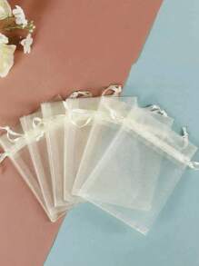 10 piezas de bolsas de regalo transparentes beige de diferentes tamaños, adecuadas para Halloween, bodas, fiestas, viajes, cumpleaños, aniversarios, con bolsas de organza transparente con cordón para joyas, dulces, papelería y otros artículos pequeños. También son adecuadas para decoración, envasado de frutas y almacenamiento de insecticidas. Adecuadas para fiestas y comidas. Excelentes para regalos de Navidad y San Valentín.
