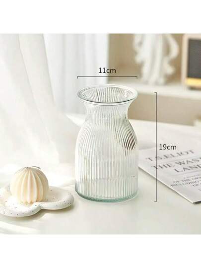 1pc 7.48 Inch Glass Vase, Moderne Minimalist Home Centerpiece Wedding, Halloween, Back To School Room Supplies Flower Vase view 5