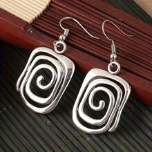 1 Pair Of Elegant Retro Vortex Hanging Earrings - Perfect For Parties And Special Occasions