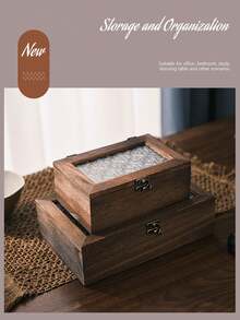1个泡桐木收纳盒，有小号、中号和大号可选。这款家用防尘翻盖收纳盒配有精美图案的玻璃窗和坚固的金属扣，非常适合存放各种小物件。 - 彩色 - 查看 7