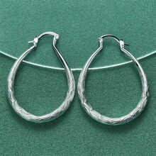 Exquisites 1 Paar 925 Sterling Silber Personalisierte Retro-Textur U-förmige Creolen für Frauen Mode Charm Schmuck Party Boho Geschenk Paar