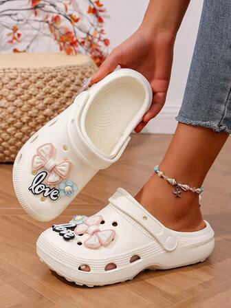 Sandalias de verano sencillas y de unicolor, con lazo, antideslizantes, de moda casual, respirable y huecas para mujeres