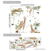 Tropical Animal Printed Wall Stickers, Giraffes, Leopards, Monkeys And Other Animals. Immerse Yourself In Nature